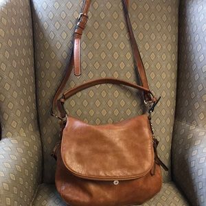 Brown leather bag with two straps